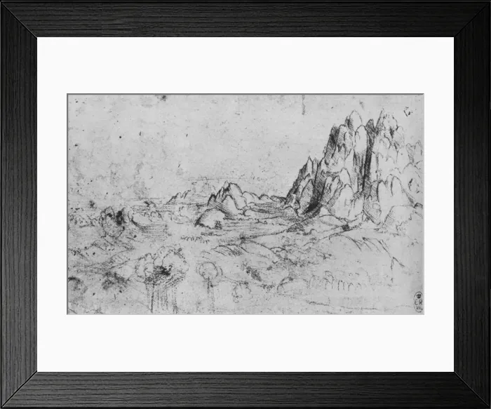 Framed Print : View of a Mountain Range, c1480 (1945). Artist: Leonardo da Vinci Framed Print : View of a Mountain Range, c1480 (1945). Artist: Leonardo da Vinci