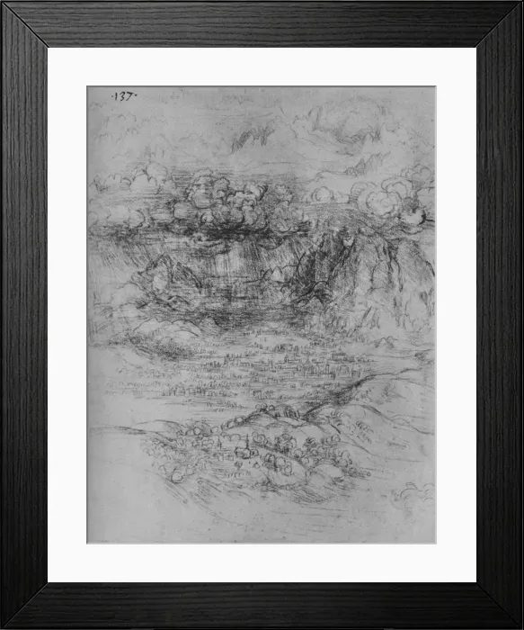 Framed Print : A Storm Over an Alpine Valley, c1480 (1945). Artist: Leonardo da Vinci Framed Print : A Storm Over an Alpine Valley, c1480 (1945). Artist: Leonardo da Vinci