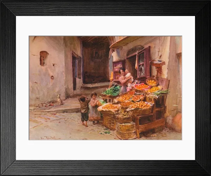 Framed Print : A Fruit Stall at San Remo, c1900 (1913). Artist: Walter Frederick Roofe Tyndale Framed Print : A Fruit Stall at San Remo, c1900 (1913). Artist: Walter Frederick Roofe Tyndale