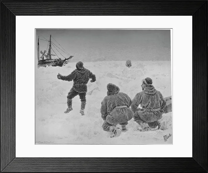 Framed Print : The Men Who Were Afraid Of Frightening The Bear. c1893-1896, (1897). Artist: A Bloch Framed Print : The Men Who Were Afraid Of Frightening The Bear. c1893-1896, (1897). Artist: A Bloch