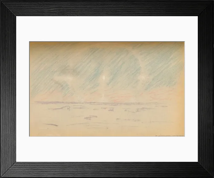 Framed Print : Moon-Ring with Mock Moons, and a suggestion of Horizontal Axes, 24th November 1893, (1987) Artist: Fridtjof Nansen Framed Print : Moon-Ring with Mock Moons, and a suggestion of Horizontal Axes, 24th November 1893, (1987) Artist: Fridtjof Nansen
