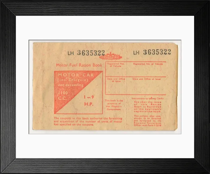 Framed Print : Motor Fuel Ration Book, c1973 Framed Print : Motor Fuel Ration Book, c1973