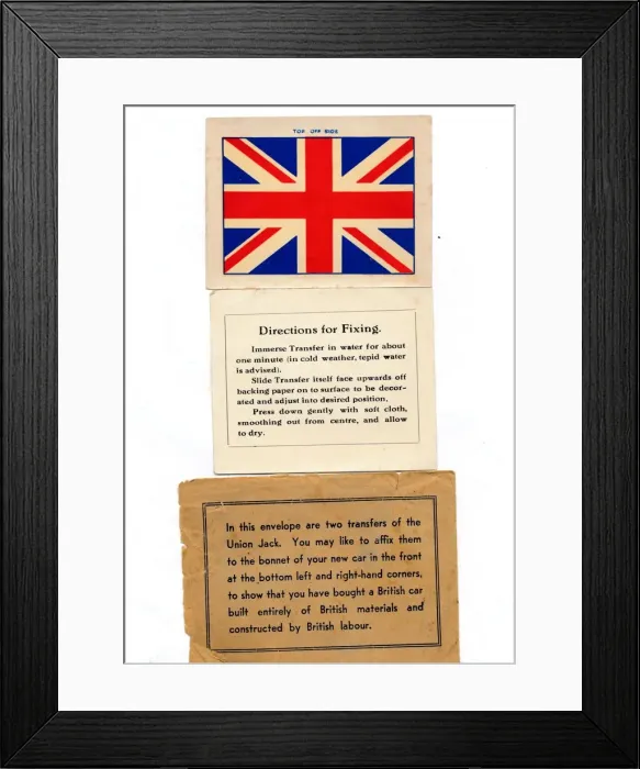 Framed Print : Union Jack car transfers, c1960s Framed Print : Union Jack car transfers, c1960s