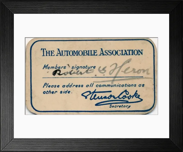 Framed Print : The Automobile Association: Membership card, 1936 Framed Print : The Automobile Association: Membership card, 1936