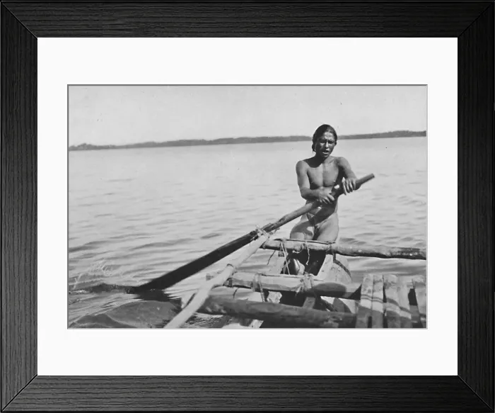 Framed Print : Fisherman on his Canoe, c1890, (1910). Artist: Alfred William Amandus Plate Framed Print : Fisherman on his Canoe, c1890, (1910). Artist: Alfred William Amandus Plate
