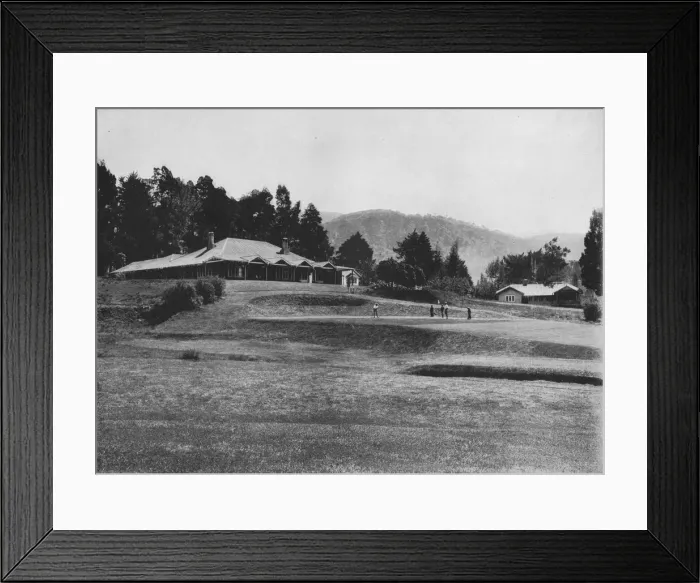 Framed Print : 18th Hole and Club House, Golf Links, Nuwara Eliya, Elevation 6, 200 Feet, c1890, (1910). Artist: Alfred William Amandus Plate Framed Print : 18th Hole and Club House, Golf Links, Nuwara Eliya, Elevation 6, 200 Feet, c1890, (1910). Artist: Alfred William Amandus Plate