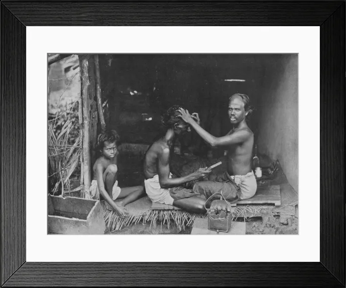 Framed Print : A Ceylon Shave, c1890, (1910). Artist: Alfred William Amandus Plate Framed Print : A Ceylon Shave, c1890, (1910). Artist: Alfred William Amandus Plate