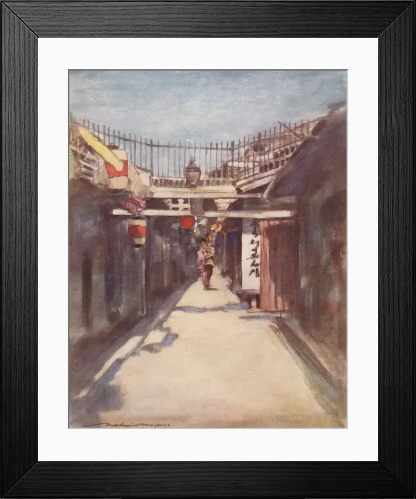 Framed Print : The Street with the Gallery, c1887, (1901). Artist: Mortimer L Menpes Framed Print : The Street with the Gallery, c1887, (1901). Artist: Mortimer L Menpes