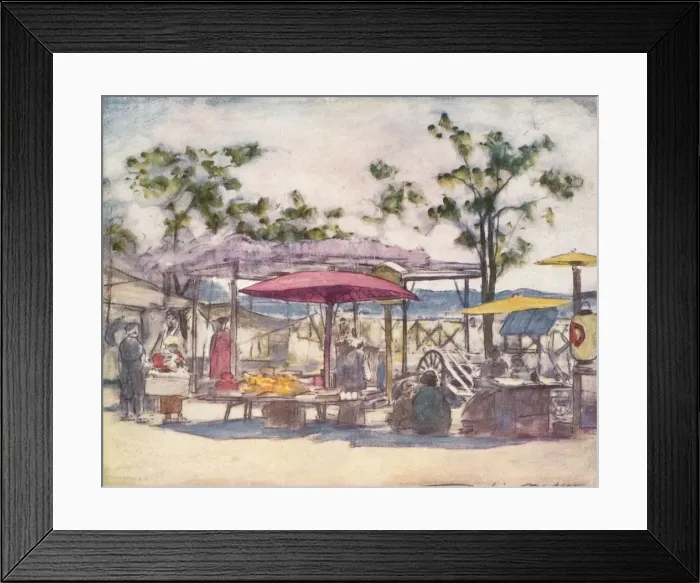 Framed Print : The Scarlet Umbrella, c1887, (1901). Artist: Mortimer L Menpes Framed Print : The Scarlet Umbrella, c1887, (1901). Artist: Mortimer L Menpes