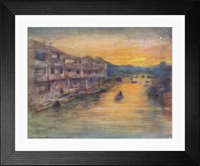 Framed Print : On the Great Canal, Osaka, c1887, (1901). Artist: Mortimer L Menpes Framed Print : On the Great Canal, Osaka, c1887, (1901). Artist: Mortimer L Menpes