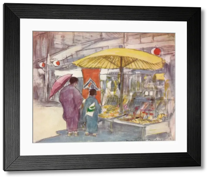 Framed Print : The Stall by the Bridge, c1887, (1901). Artist: Mortimer L Menpes Framed Print : The Stall by the Bridge, c1887, (1901). Artist: Mortimer L Menpes