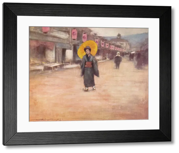 Framed Print : A Street in Kioto, c1887, (1901). Artist: Mortimer L Menpes Framed Print : A Street in Kioto, c1887, (1901). Artist: Mortimer L Menpes