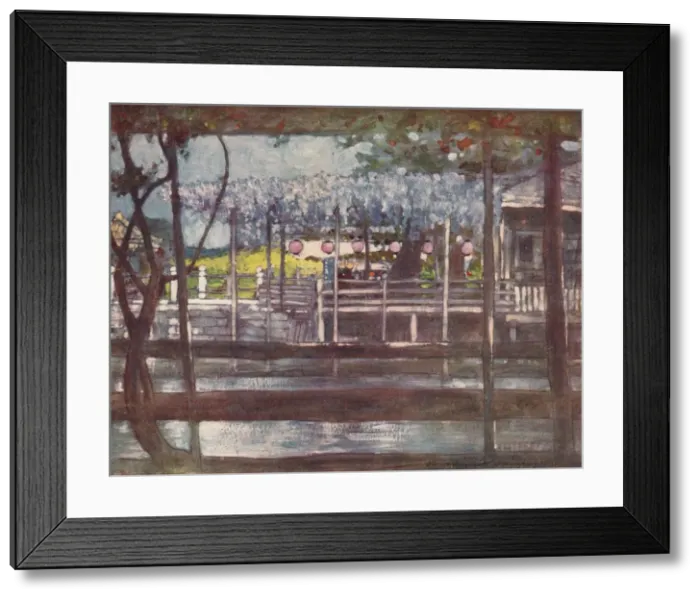 Framed Print : A Wisteria Garden, c1887, (1901). Artist: Mortimer L Menpes Framed Print : A Wisteria Garden, c1887, (1901). Artist: Mortimer L Menpes