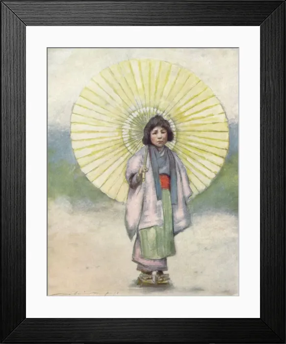 Framed Print : The Child and the Umbrella, c1887, (1901). Artist: Mortimer L Menpes Framed Print : The Child and the Umbrella, c1887, (1901). Artist: Mortimer L Menpes