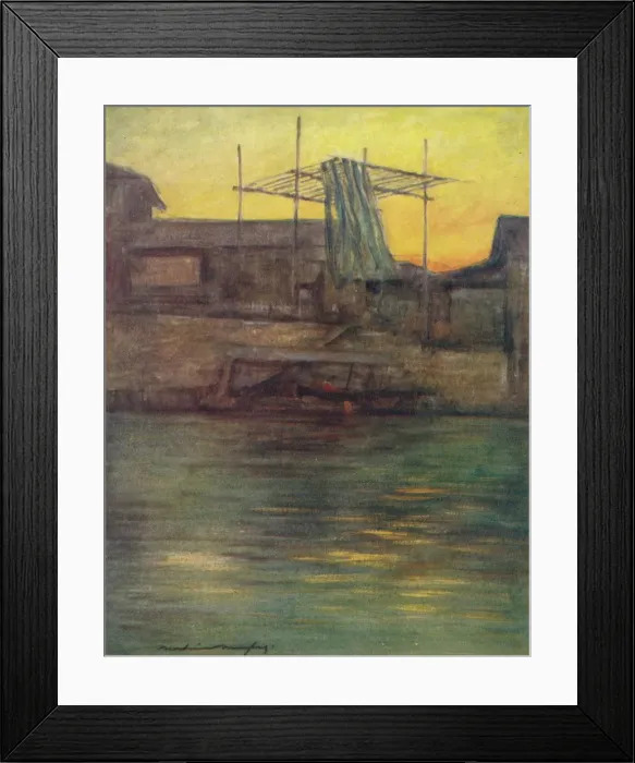 Framed Print : A Back Canal, Osaka, c1887, (1901). Artist: Mortimer L Menpes Framed Print : A Back Canal, Osaka, c1887, (1901). Artist: Mortimer L Menpes