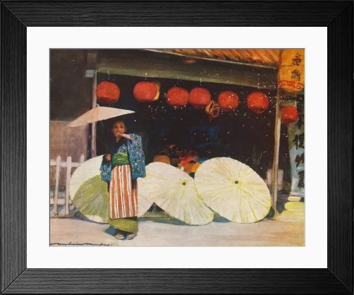 Framed Print : Umbrellas and Commerce, c1887, (1901). Artist: Mortimer L Menpes Framed Print : Umbrellas and Commerce, c1887, (1901). Artist: Mortimer L Menpes