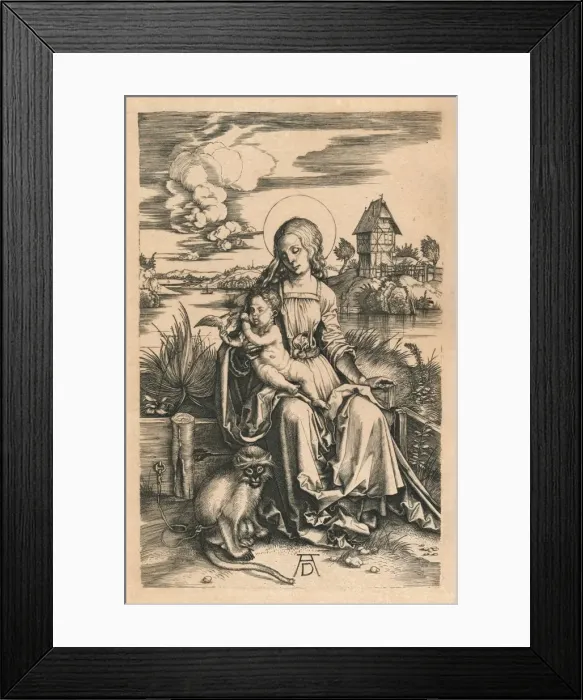 Framed Print : The Madonna with the Monkey, c1498, (1906). Artist: Albrecht Durer Framed Print : The Madonna with the Monkey, c1498, (1906). Artist: Albrecht Durer