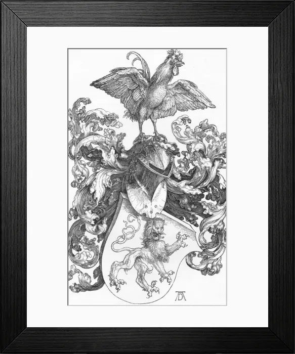 Framed Print : The Coat of Arms with a Lion and a Cock, c1502-1503, (1906). Artist: Albrecht Durer Framed Print : The Coat of Arms with a Lion and a Cock, c1502-1503, (1906). Artist: Albrecht Durer