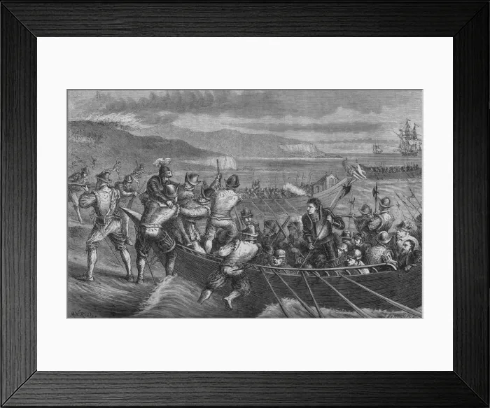Framed Print : Attack on the Isle of Wight, July 1545, (c1880) Framed Print : Attack on the Isle of Wight, July 1545, (c1880)