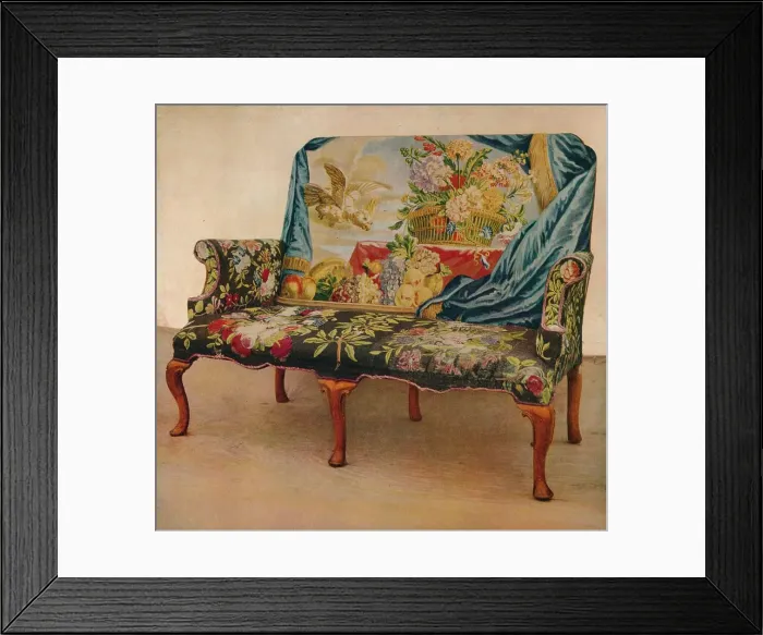 Framed Print : Walnut Settee with Soho Tapestry, c1730, (1929) Framed Print : Walnut Settee with Soho Tapestry, c1730, (1929)