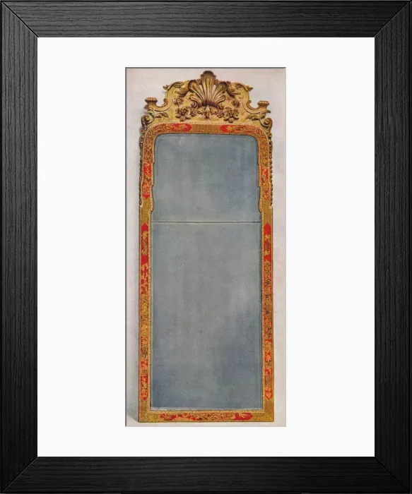 Framed Print : A Very Rare Pier Glass of c1720 in frame decorated with Red Lacquer, c1720, (1936) Framed Print : A Very Rare Pier Glass of c1720 in frame decorated with Red Lacquer, c1720, (1936)
