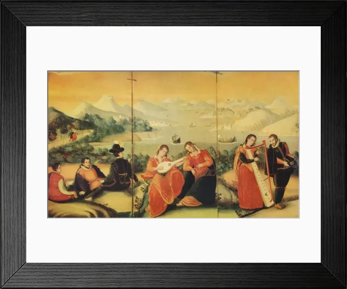 Framed Print : Portion of a Japanese Folding Screen of the Keicho Period, c1600, (1936) Framed Print : Portion of a Japanese Folding Screen of the Keicho Period, c1600, (1936)