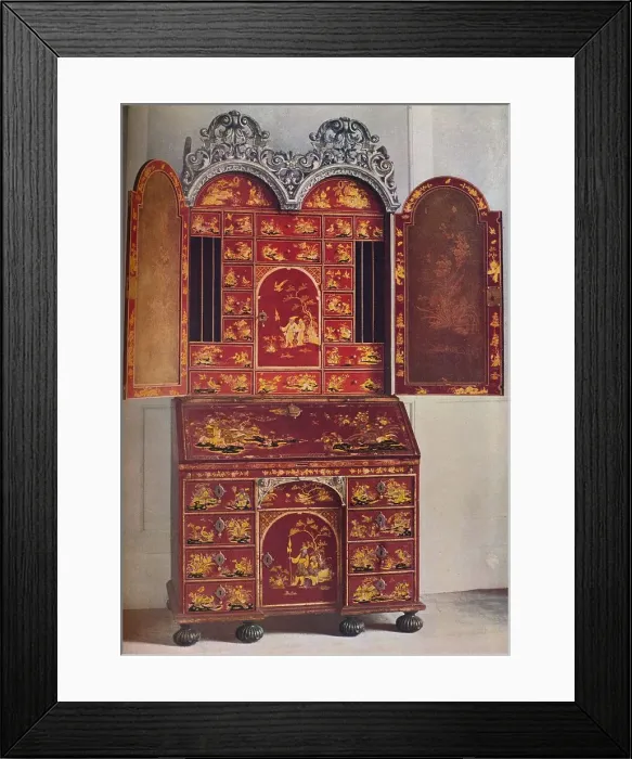 Framed Print : A Red Lacquer Cabinet, c1685, (1936) Framed Print : A Red Lacquer Cabinet, c1685, (1936)