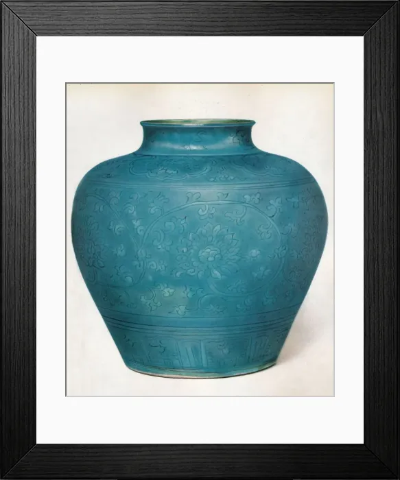 Framed Print : Vase with Ovoid Body and Short Contracted Neck, 16th century, (1936) Framed Print : Vase with Ovoid Body and Short Contracted Neck, 16th century, (1936)
