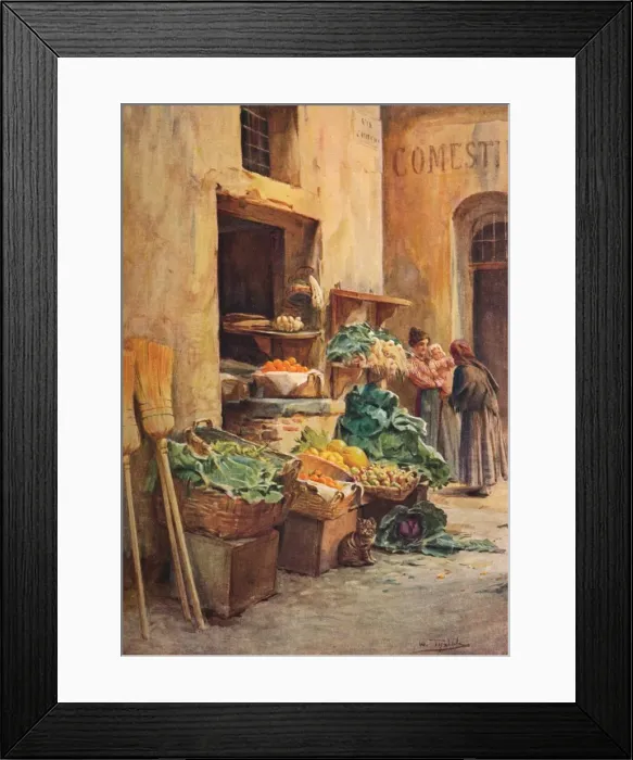 Framed Print : The Green-grocer shop, c1910, (1912). Artist: Walter Frederick Roofe Tyndale Framed Print : The Green-grocer shop, c1910, (1912). Artist: Walter Frederick Roofe Tyndale