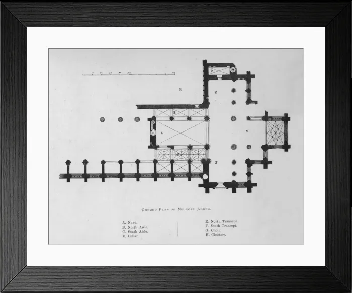 Framed Print : Ground Plan of Melrose Abbey, 1897 Framed Print : Ground Plan of Melrose Abbey, 1897