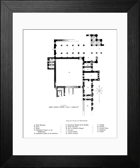 Framed Print : Ground Plan of Dryburgh, 1897 Framed Print : Ground Plan of Dryburgh, 1897