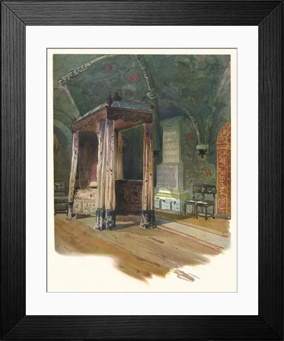 Framed Print : Bedroom of Czar Alexis Michaelovitch, in the Kremlin, Moscow, c1900, (1905). Artist: Georges Kossiakoff Framed Print : Bedroom of Czar Alexis Michaelovitch, in the Kremlin, Moscow, c1900, (1905). Artist: Georges Kossiakoff