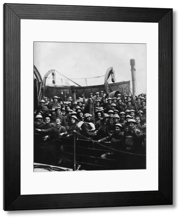 Framed Print : A boat of soldiers rescued from Dunkirk, 1940, (1945)