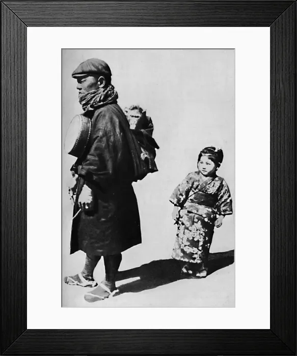 Framed Print : With his drum and monkey he is Japans equivalent to our old-style organ grinder, c1900, (1921). Artist: Julian Leonard Street Framed Print : With his drum and monkey he is Japans equivalent to our old-style organ grinder, c1900, (1921). Artist: Julian Leonard Street