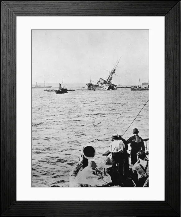 Framed Print : The Majestic sinking after being torpedoed by an enemy submarine, 1915 Framed Print : The Majestic sinking after being torpedoed by an enemy submarine, 1915