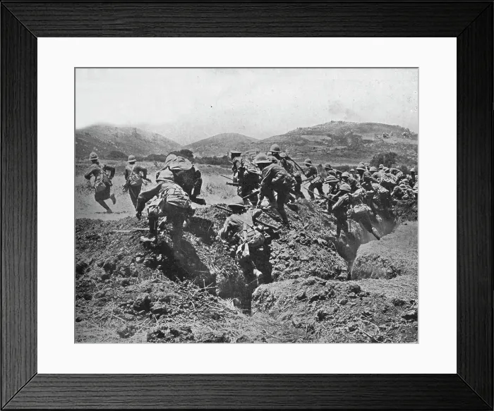Framed Print : The beginning of an advance on the Turkish positions, 1915 Framed Print : The beginning of an advance on the Turkish positions, 1915