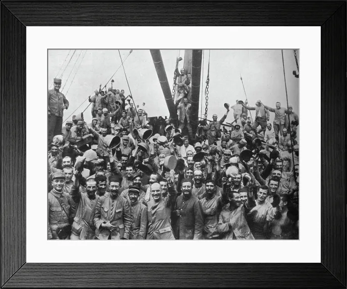 Framed Print : Vive la France: French troops on board a transport going to the Dardanelles, 1915 Framed Print : Vive la France: French troops on board a transport going to the Dardanelles, 1915