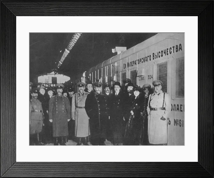 Framed Print : The Russian Minister of War inspecting a Red Cross train leaving for the front, 1915 Framed Print : The Russian Minister of War inspecting a Red Cross train leaving for the front, 1915