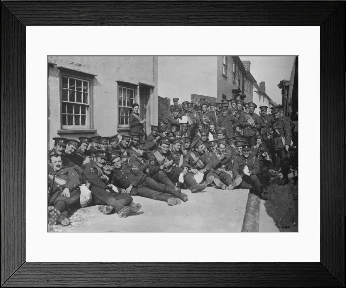 Framed Print : The New Army in training: A rest by the roadside, 1915 Framed Print : The New Army in training: A rest by the roadside, 1915