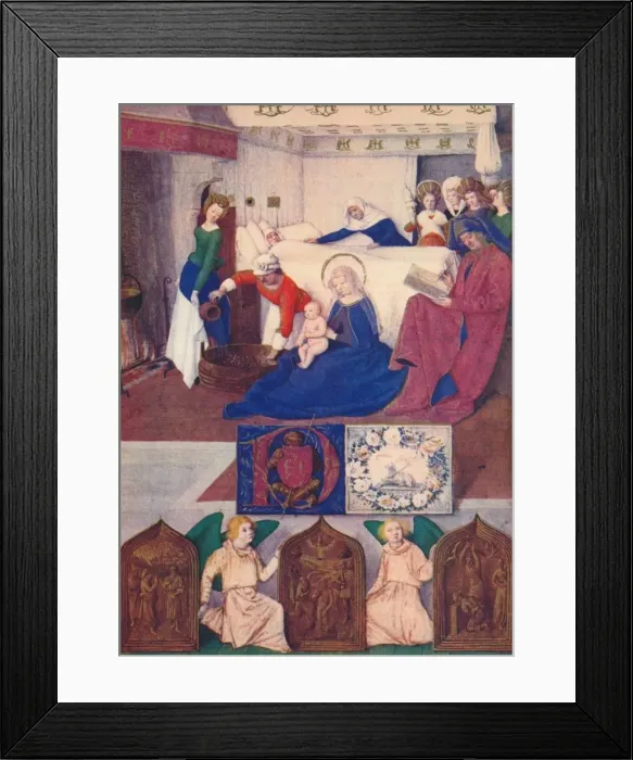 Framed Print : The Birth of Saint John the Baptist, c1455, (1939). Artist: Jean Fouquet Framed Print : The Birth of Saint John the Baptist, c1455, (1939). Artist: Jean Fouquet