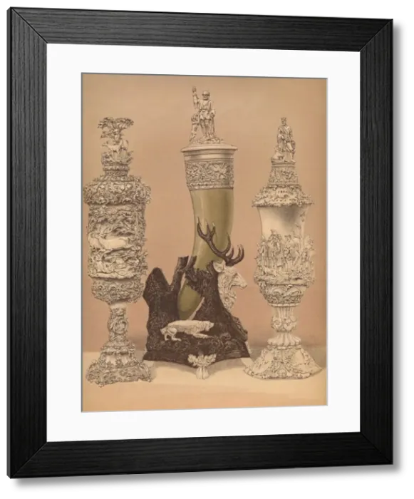 Framed Print : Ivory Carvings, 1893. Artist: Robert Dudley Framed Print : Ivory Carvings, 1893. Artist: Robert Dudley