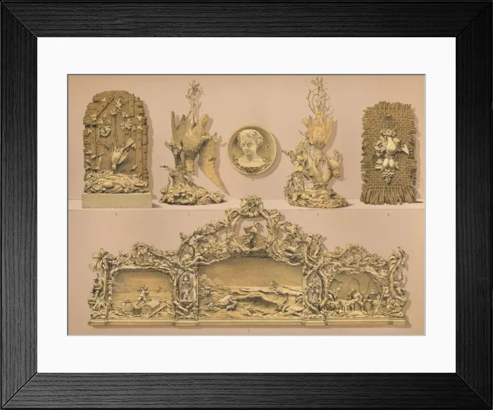 Framed Print : Wood Carvings, 1893. Artist: Robert Dudley Framed Print : Wood Carvings, 1893. Artist: Robert Dudley
