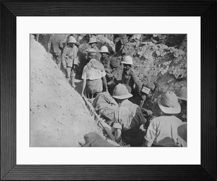 Framed Print : Carrying wounded through the trenches, 1915 Framed Print : Carrying wounded through the trenches, 1915