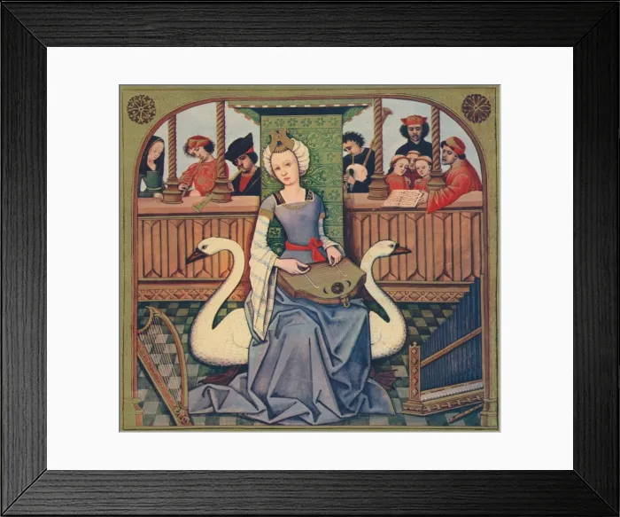 Framed Print : The Allegory of Music, c1496-1498, (1939). Artist: Robinet Testard Framed Print : The Allegory of Music, c1496-1498, (1939). Artist: Robinet Testard