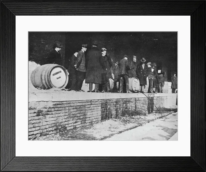 Framed Print : After the Declaration of War: German beer being run away at an Italian Customs store, 1915 Framed Print : After the Declaration of War: German beer being run away at an Italian Customs store, 1915