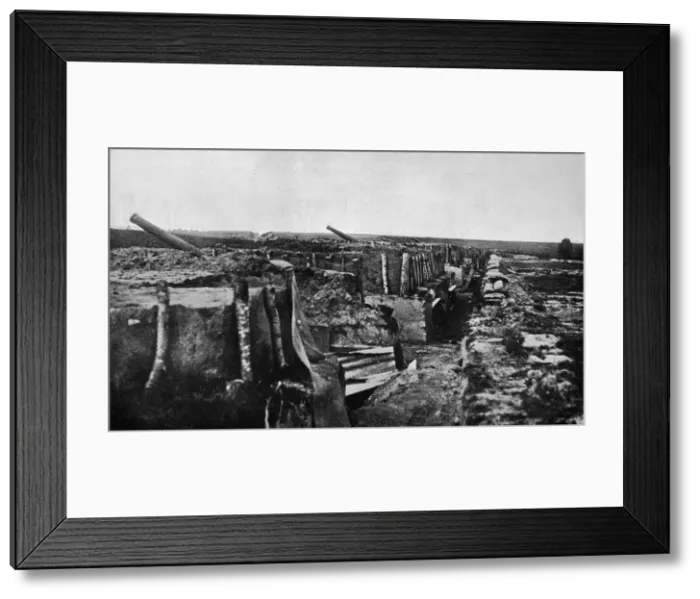 Framed Print : Abandoned British trenches and guns at Maubeuge, 1914 Framed Print : Abandoned British trenches and guns at Maubeuge, 1914