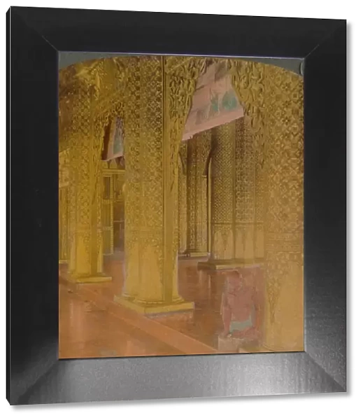 Buddhist temple interior with costly decorations in gold and colors, Moulmein, Burma, 1907. Artists: Elmer Underwood, Bert Elias Underwood