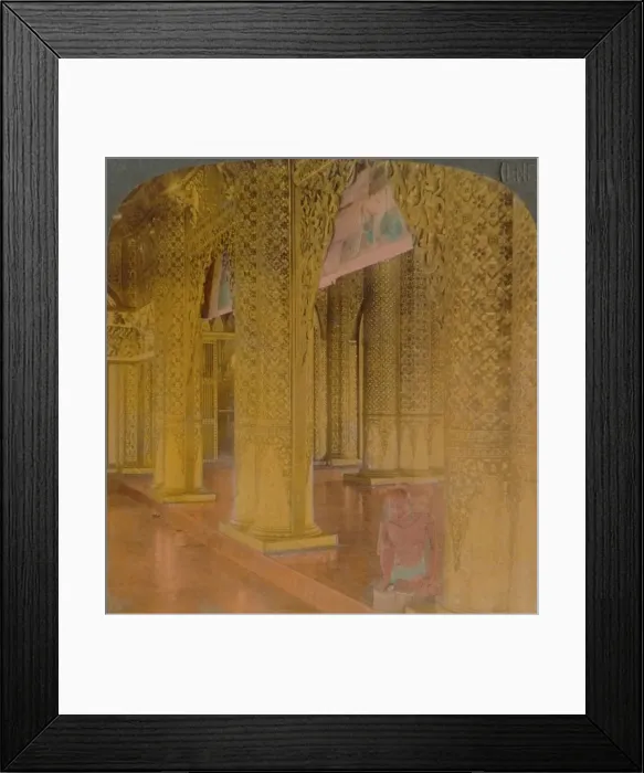 Framed Print : Buddhist temple interior with costly decorations in gold and colors, Moulmein, Burma, 1907. Artists: Elmer Underwood, Bert Elias Underwood Framed Print : Buddhist temple interior with costly decorations in gold and colors, Moulmein, Burma, 1907. Artists: Elmer Underwood, Bert Elias Underwood
