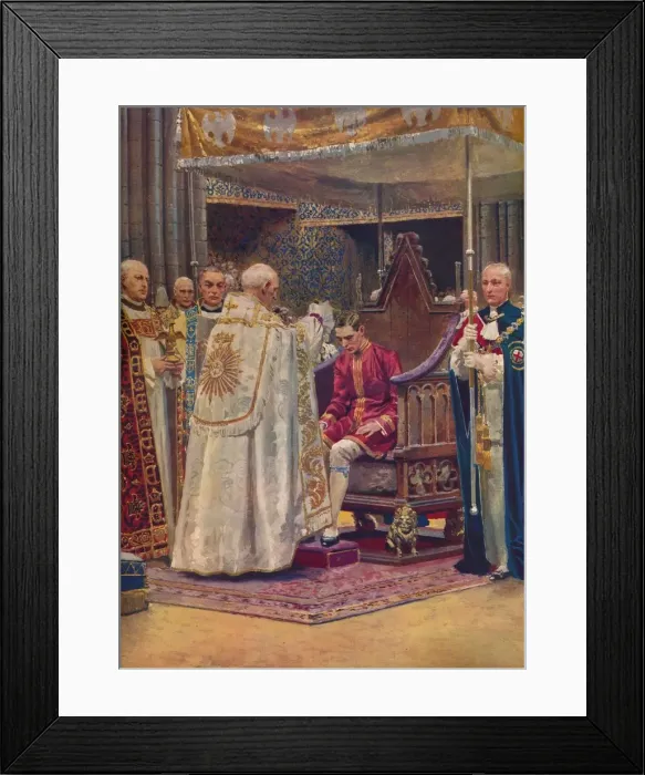 Framed Print : The Anointing: The Archbishop Making the Sign of the Cross on the Kings Head, 1937 Framed Print : The Anointing: The Archbishop Making the Sign of the Cross on the Kings Head, 1937