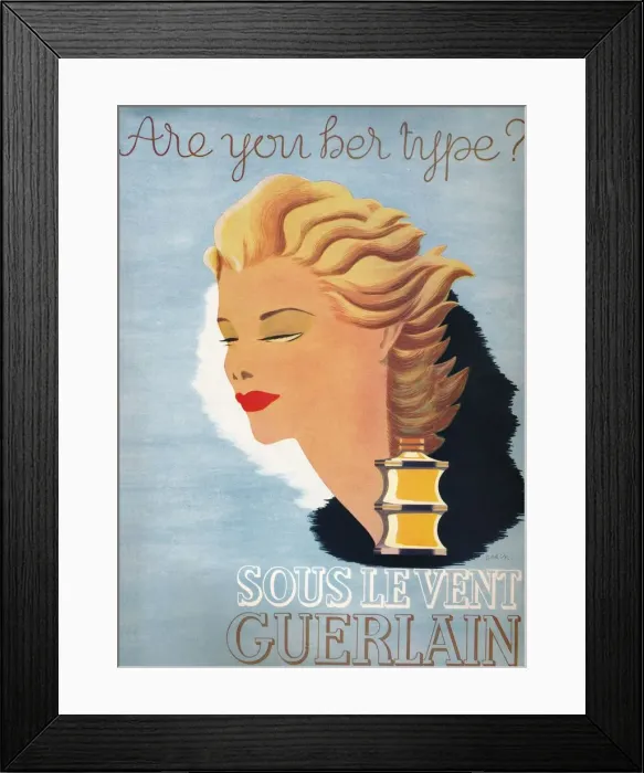 Framed Print : Are you her type? - Sous Le Vent Guerlain, 1937 Framed Print : Are you her type? - Sous Le Vent Guerlain, 1937